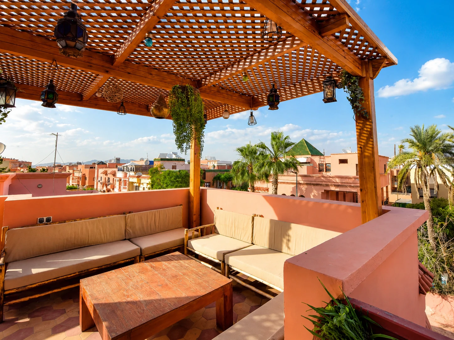 Dakterras van Villa Conforts met uitzicht over Marrakech